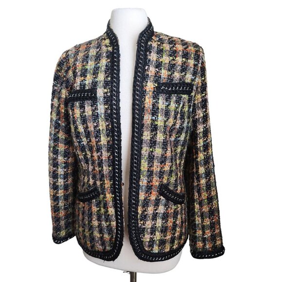 Soft Surroundings Tweed Blazer French Style Multi Braided Women Size M Pockets - Picture 1 of 13